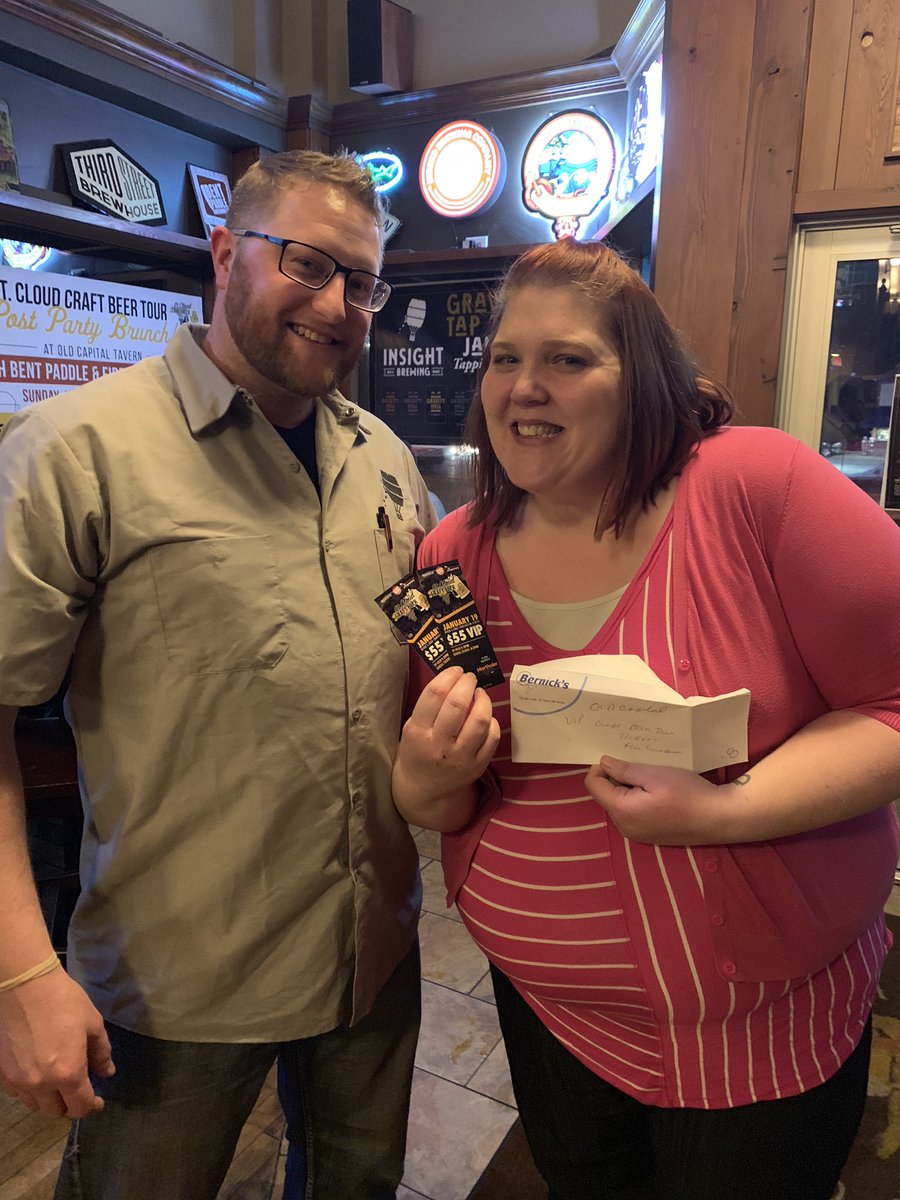maltmarauder's tweet photo. Congrats to Amy for winning tickets to St. Cloud Craft Beer Fest! @InsightBeerSell and I had so much fun slinging @InsightBrewing tonight at @OldCapTav. Be sure to check out all the Gravity Well we’re rocking on tap through the weeekend. https://t.co/s7nGqNNdGz
