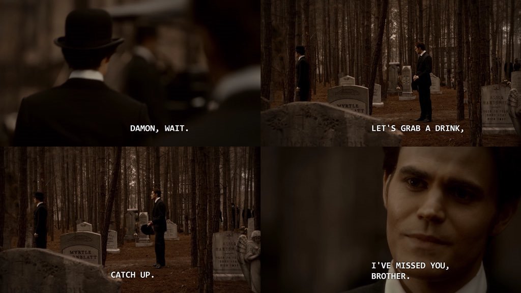 Stefan constantly insinuated that HE was the one to let damon back into HIS life which is not true. 3/4 flashbacks where defan are vampires shows that it was stefan who would seek after damon and want to be let back into damon's life, not the other way around. 1912 flashback.