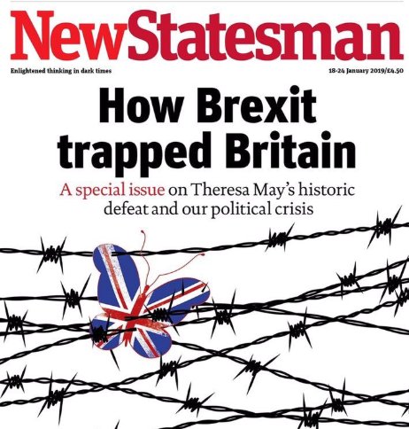 Assume the New Statesman's latest cover is a cheeky nod to its rival's original Brexit one... Via @hendopolis #tomorrowspaperstoday