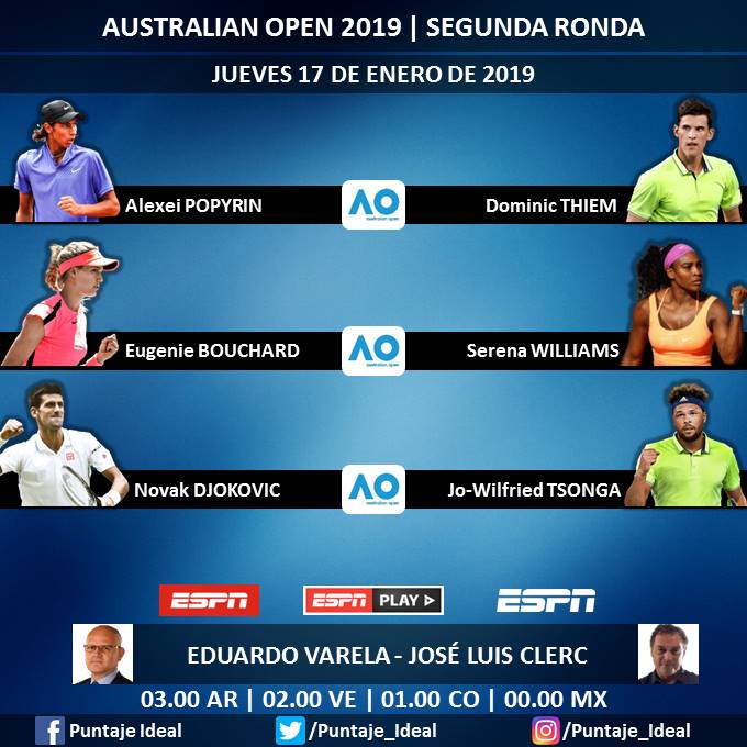 🎾 #AUSTRALIAxESPN - #ModoZombie 🧟♂️🧟♀️
▶ Día 4 - Segunda Ronda (2do Turno)
🎙 @LaloESPN
🎙 @JoseLuisClerc
🎙 @nicolaspereira
📺 #ESPN Latinoamérica
🖥 @ESPNPLAY
Dale RT 🔃
