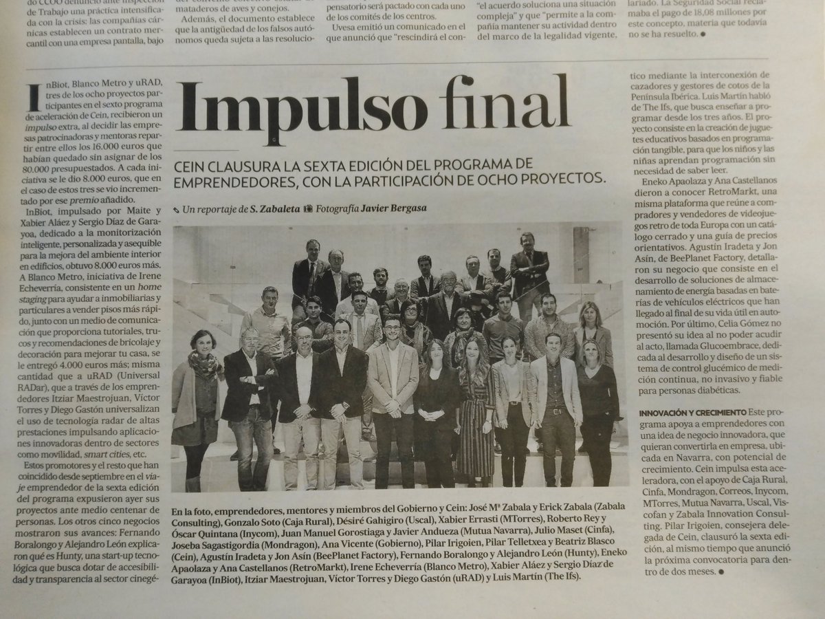 Hoy en prensa! #uRAD #ImpulsoEmprendedor <a href="/ceinnavarra/">ceinnavarra</a>  <a href="/NoticiasNavarra/">Diario de Noticias</a>
