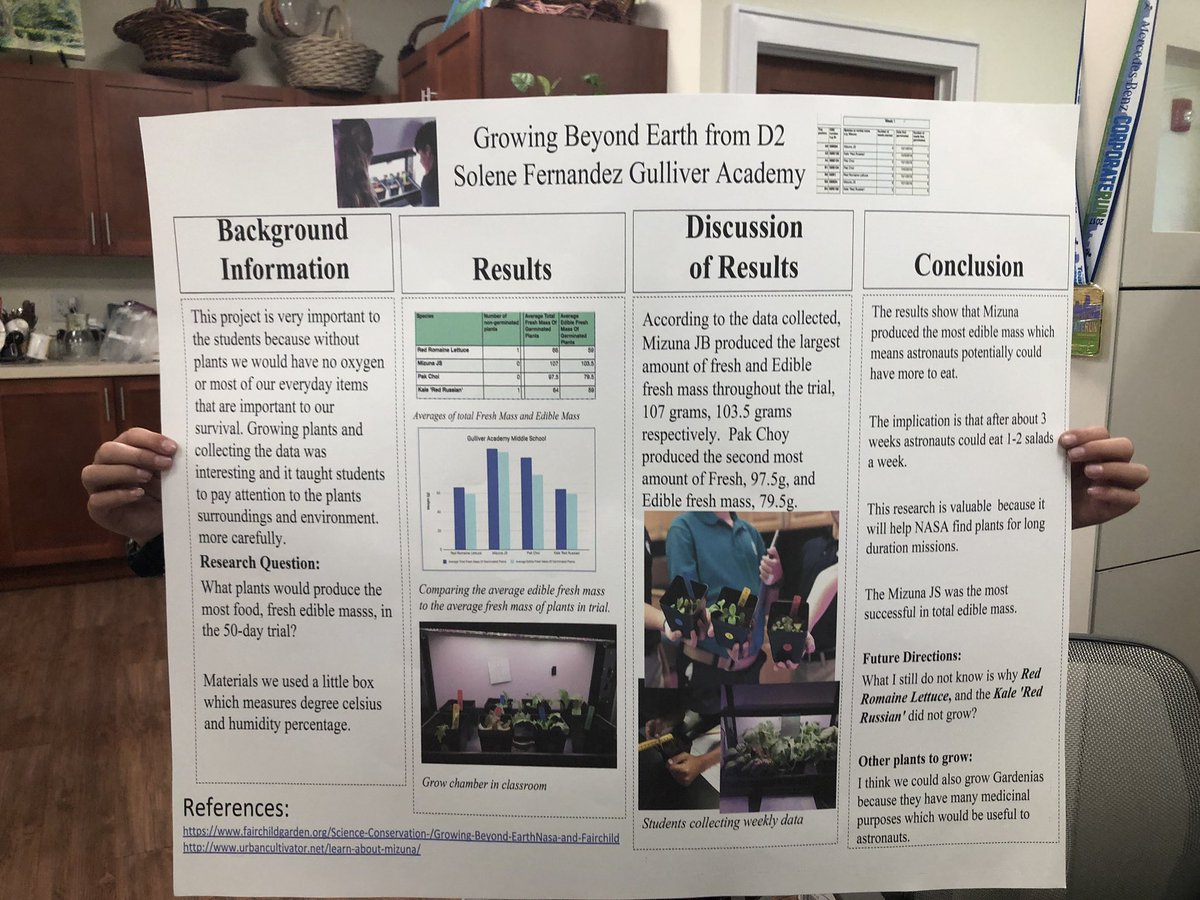 ValeriaTeaches's tweet photo. Create a space for growth🌱, nurture the environment☀️💧❤️ & watch the ✨magic happen🙌🏼
Turning in @GulliverSchools MS research to @FairchdChallnge & collecting seeds 4 @GrowBeyondEarth #Trial2!
#AuthenticResearch @NASA #futureBotanist @plantsinspace #gslearning #journeytomars https://t.co/w6ifr1ndX7