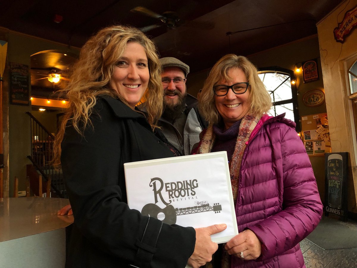 Coming to downtown #ReddingCA October 18-19, a “roots music” festival with two large stages.  Like the logo, by Jefferson Thomas. Note the train.