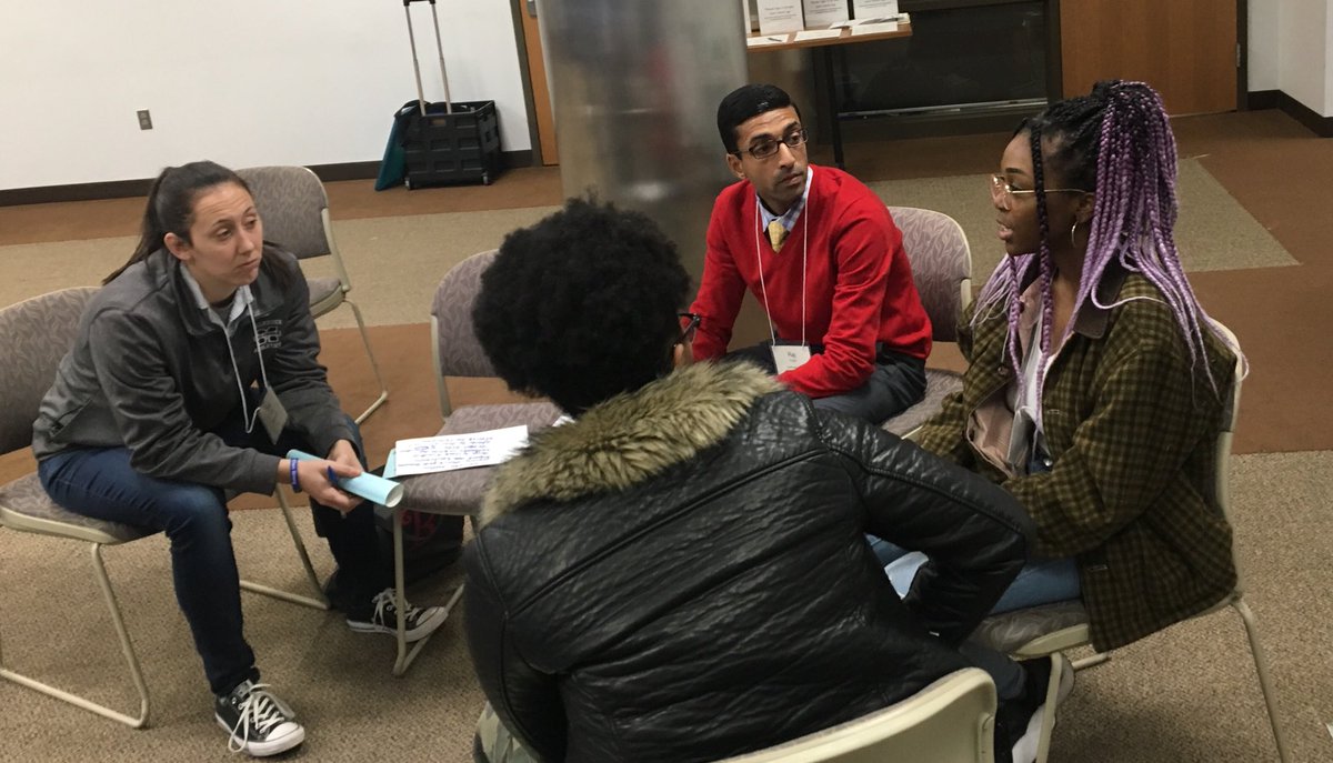 MCstudycircles's tweet photo. High school students and teachers learning to facilitate safe &amp; productive dialogue on race and achievement day 2 https://t.co/tlQCdvnsWf
