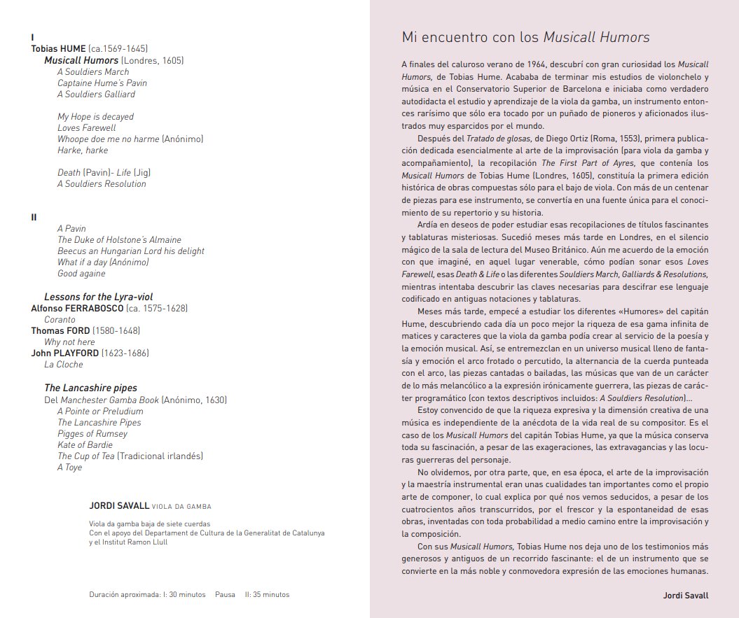 de_noriega's tweet photo. #JordiSavall #LaViolaPolifónica #UniversoBarroco
Una suerte escuchar a un #MITO
Obras de #TobiasHume #AlfonsoFerrabosco #ThomasFord #JohnPlayford
y #TheLancashirePipes Interesante el "Atoye" que sonó con reminiscencias al anónimo "El noi de la mare" ... cierta influencia celta? https://t.co/yZqxssDW4c