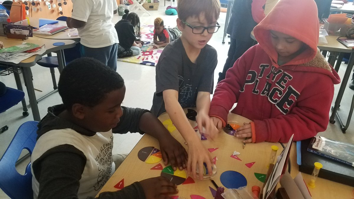 TeamDurand4's tweet photo. Students used fraction manipulatives to explore different ways to make a whole! @TeamDurand4 #EngageCreateSOAR https://t.co/AHcdDVUktP