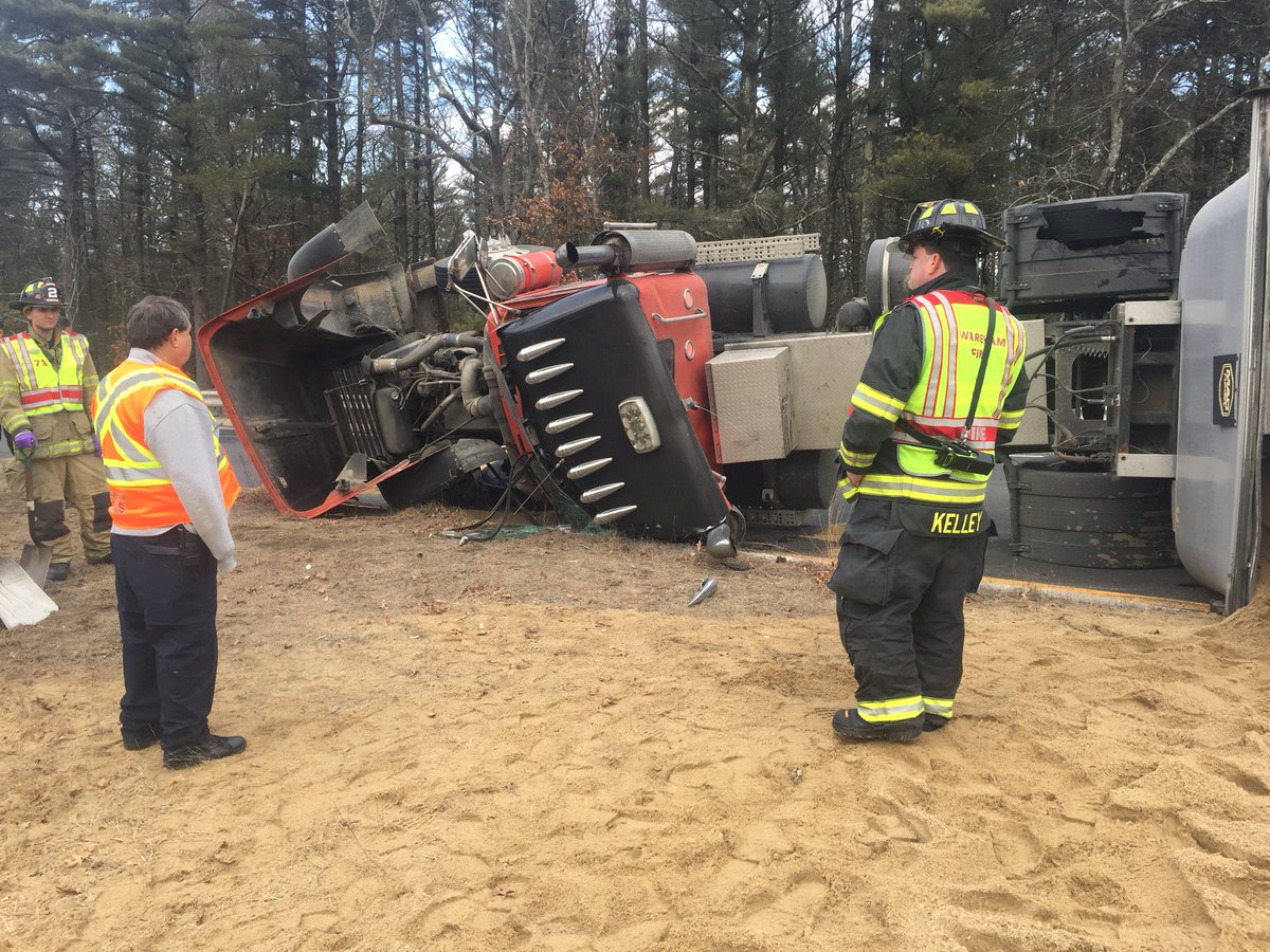 WarehamFire's tweet image. Busy day for C-3 and shift 4, tractor trailer roll over Rt 58