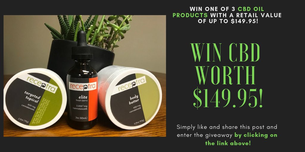 thecbdinsider's tweet photo. NEW CBD GIVEAWAY! We are giving away 3 products from @receptra every week for the next month! Enter the contest by retweeting this Tweet and signing up here: https://t.co/maJ4au5LzC https://t.co/WWyP5g42dr