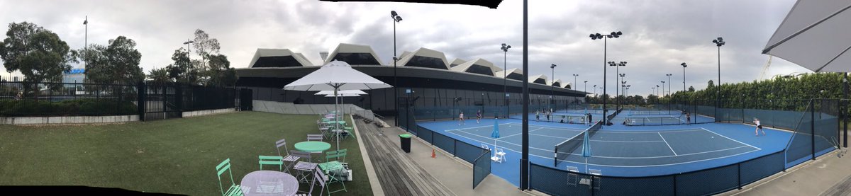 LboroTennis's tweet photo. Great 3rd day around the grounds at the @AustralianOpen including hitting on the courts and being pictured in Melbourne Arena court below! Thanks to @TennisAustralia for being incredible hosts!  
🇦🇺 🎾 📷 ☀️ 

#backthebrits 

@lborouniversity @LboroSport @BritishTennis https://t.co/QwbaCVodmy