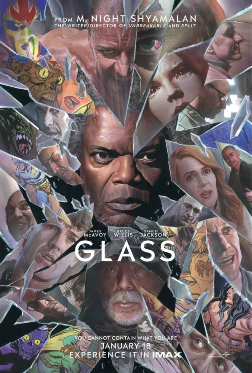 IMAXMN's tweet photo. Real heroes and real villains are among us. It's time for the world to see. 'Glass' begins tomorrow in IMAX 2D. Get your tickets now! https://t.co/tNMgeRXEKM https://t.co/qCfeI9obsh