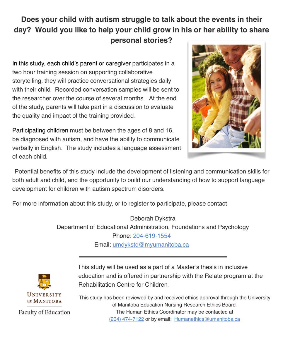 Looking for research participants: supporting parent-child conversation. <a href="/manitobaautism/">Autism Manitoba</a>