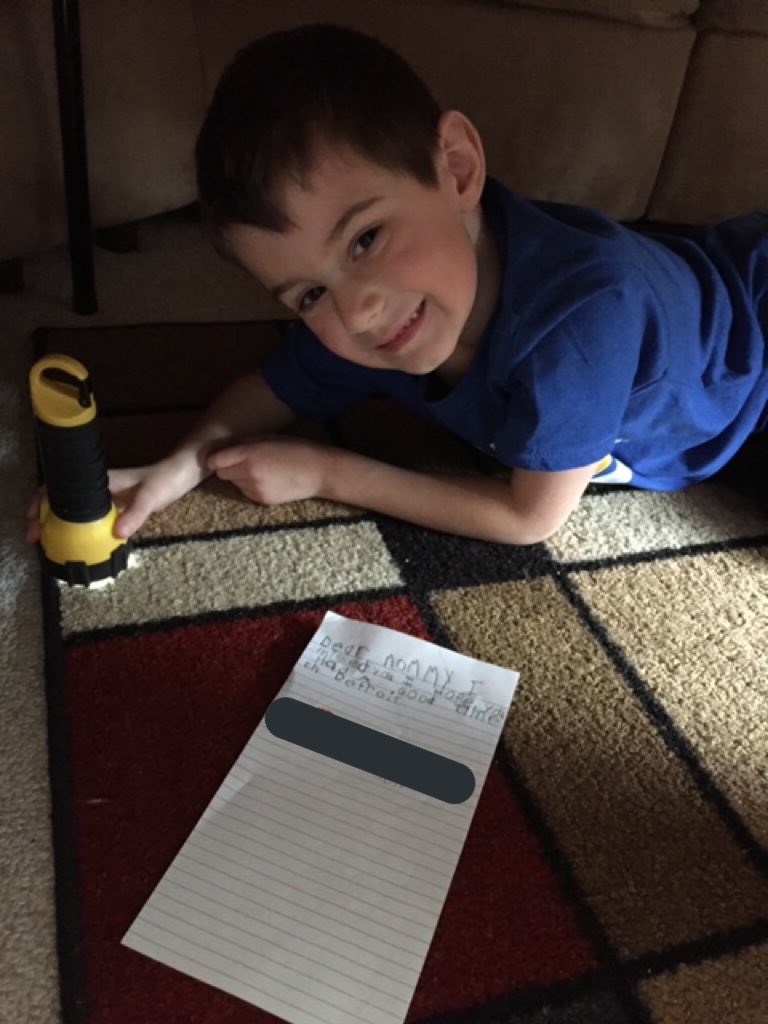 MissConnsClass's tweet photo. E reading to her sister in a fort and playing connect 4 and T writing a note to his mom! #IceDayChallenge https://t.co/jTFM7fpQBX