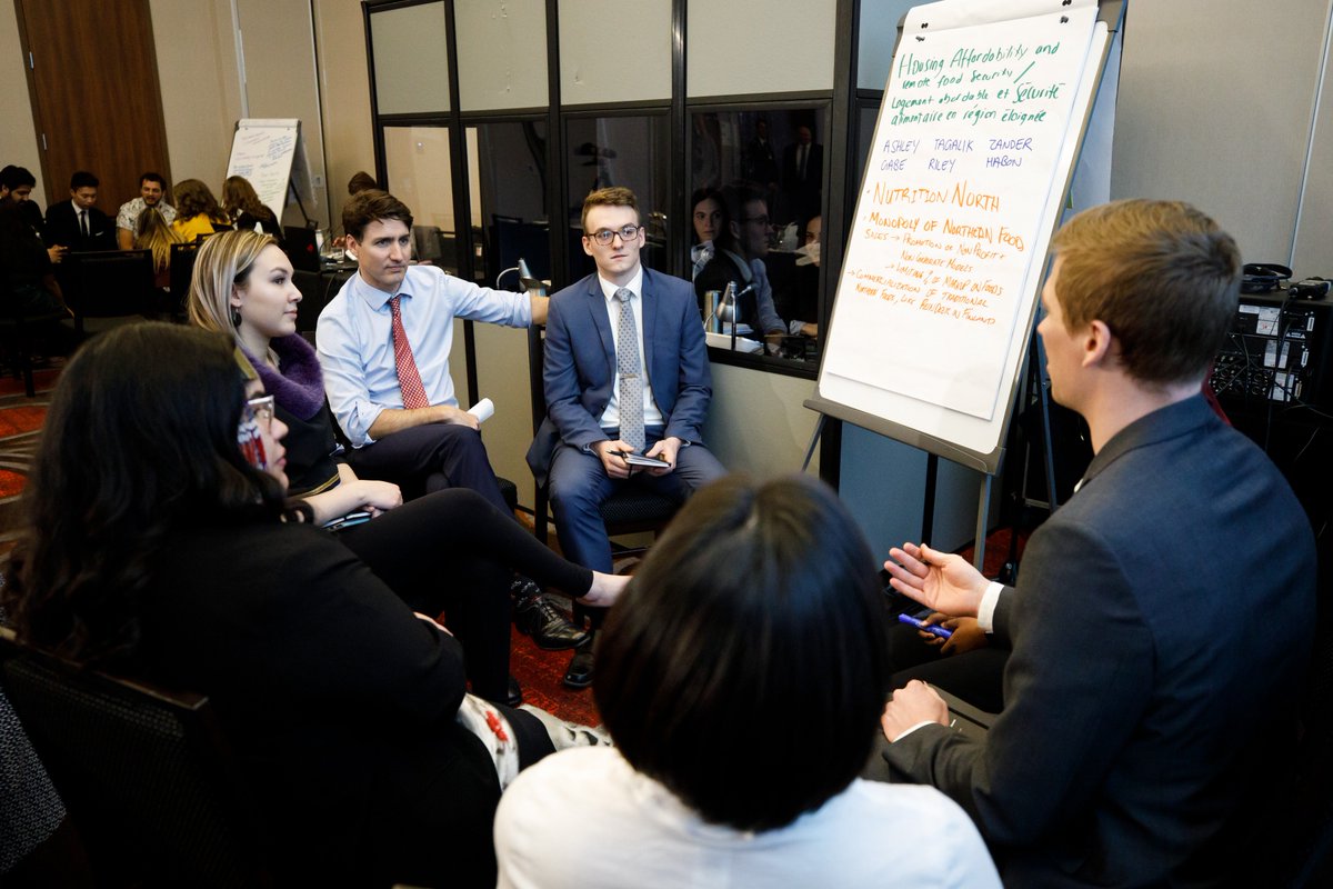 JustinTrudeau's tweet photo. The insight of young Canadians is so important in working to make life better for everyone. From education &amp; skills to climate change to reconciliation with Indigenous peoples, I had a wide-ranging discussion with the PM's Youth Council today. Thanks for your bright ideas! https://t.co/dlL5LNq1u1