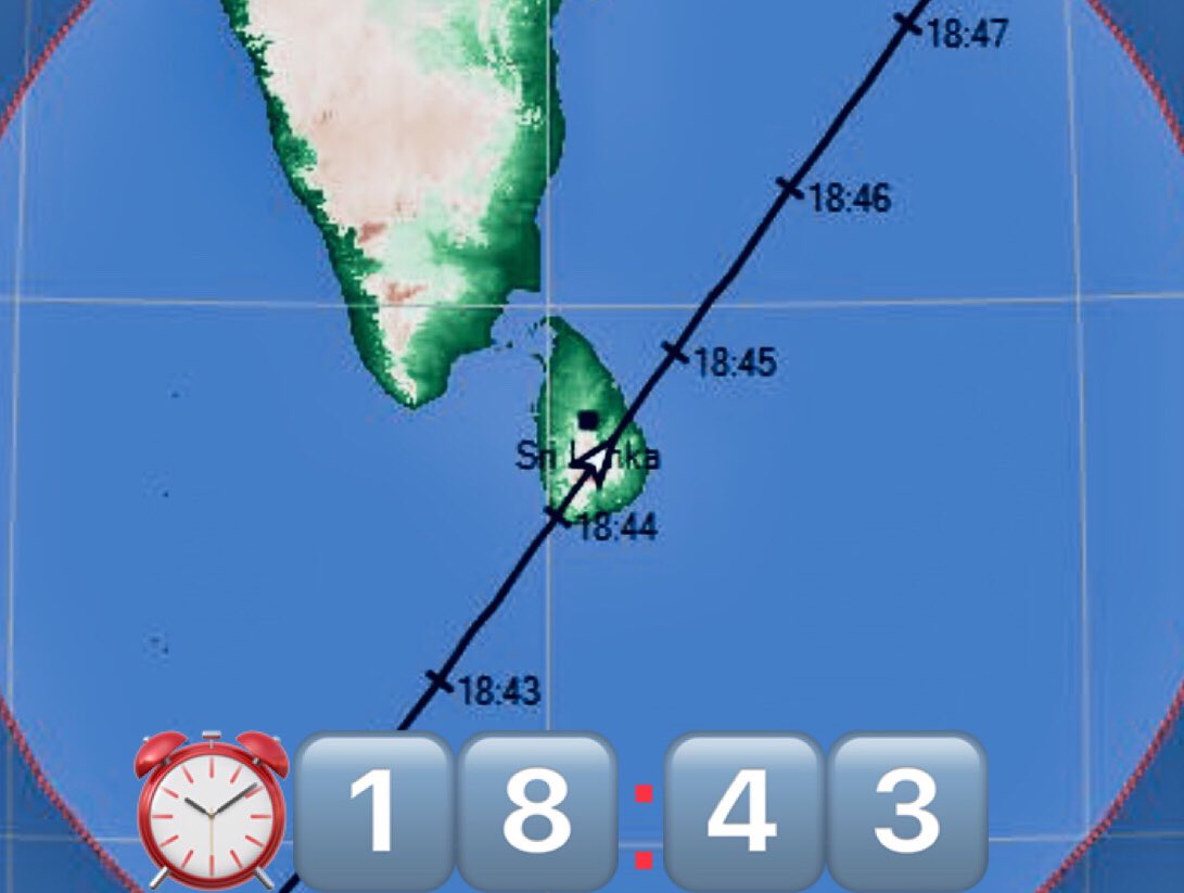 🇱🇰 Sri Lanka !
The International Space Station is visible everywhere to the naked eye (if clouds allow) today at 6:43 pm
  .
      Tip:📲set your alarm⏰
  .
👨‍🚀 Who is now in Space ?
spacefacts.de/english/e_toda…
🎥 Sat. view (timelapse) from 13 Jan to 17 Jan
youtu.be/wuW1NTZ7WDw