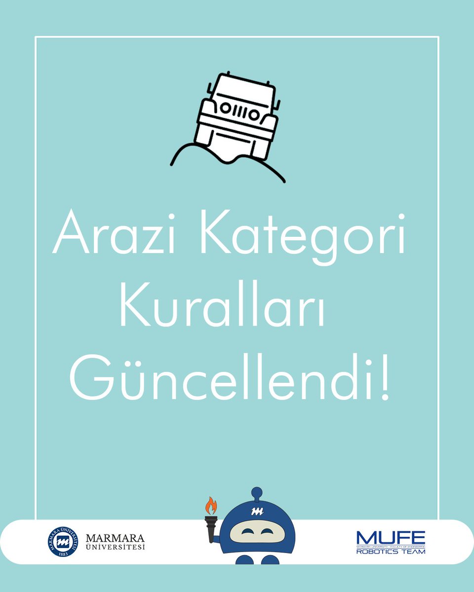 Arazi kategori kuralları güncellendi! Hemen incelemek için sitemizi ziyaret edebilirsiniz! 🤖 olimpiyat.muferobotics.org/kategori/arazi
