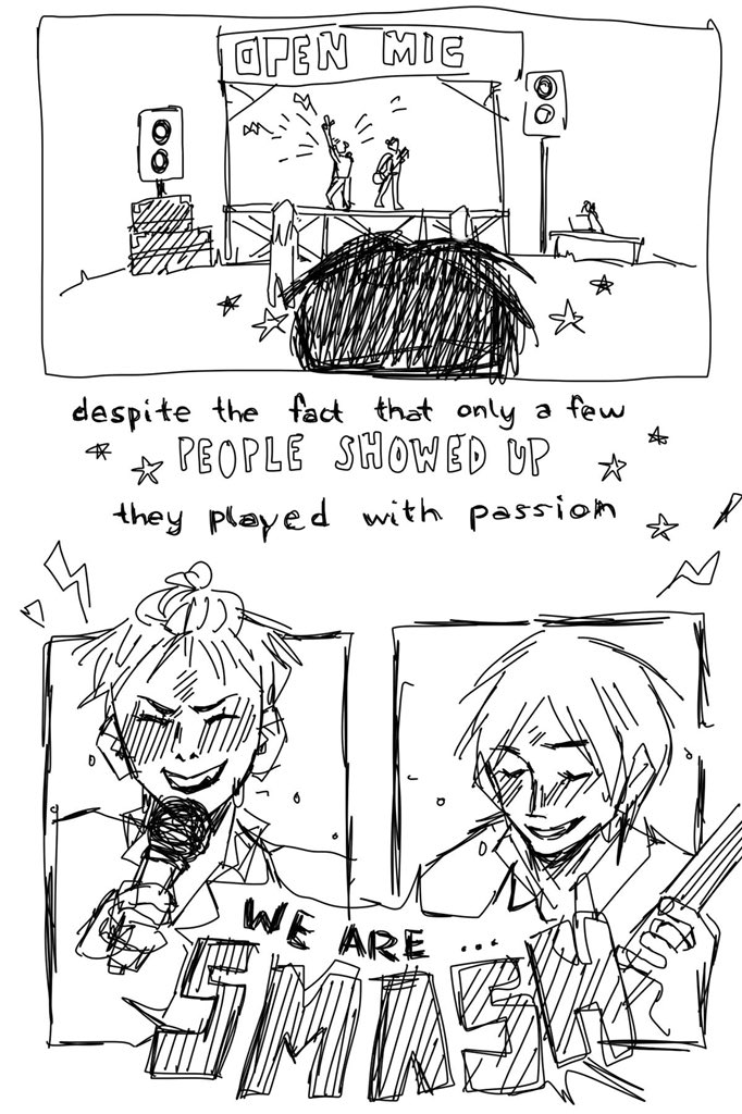 Old comic about a superfan who stanned a local band during middle school and supported them till they eventually became successful!! (This has a continuation but im...lazy) 