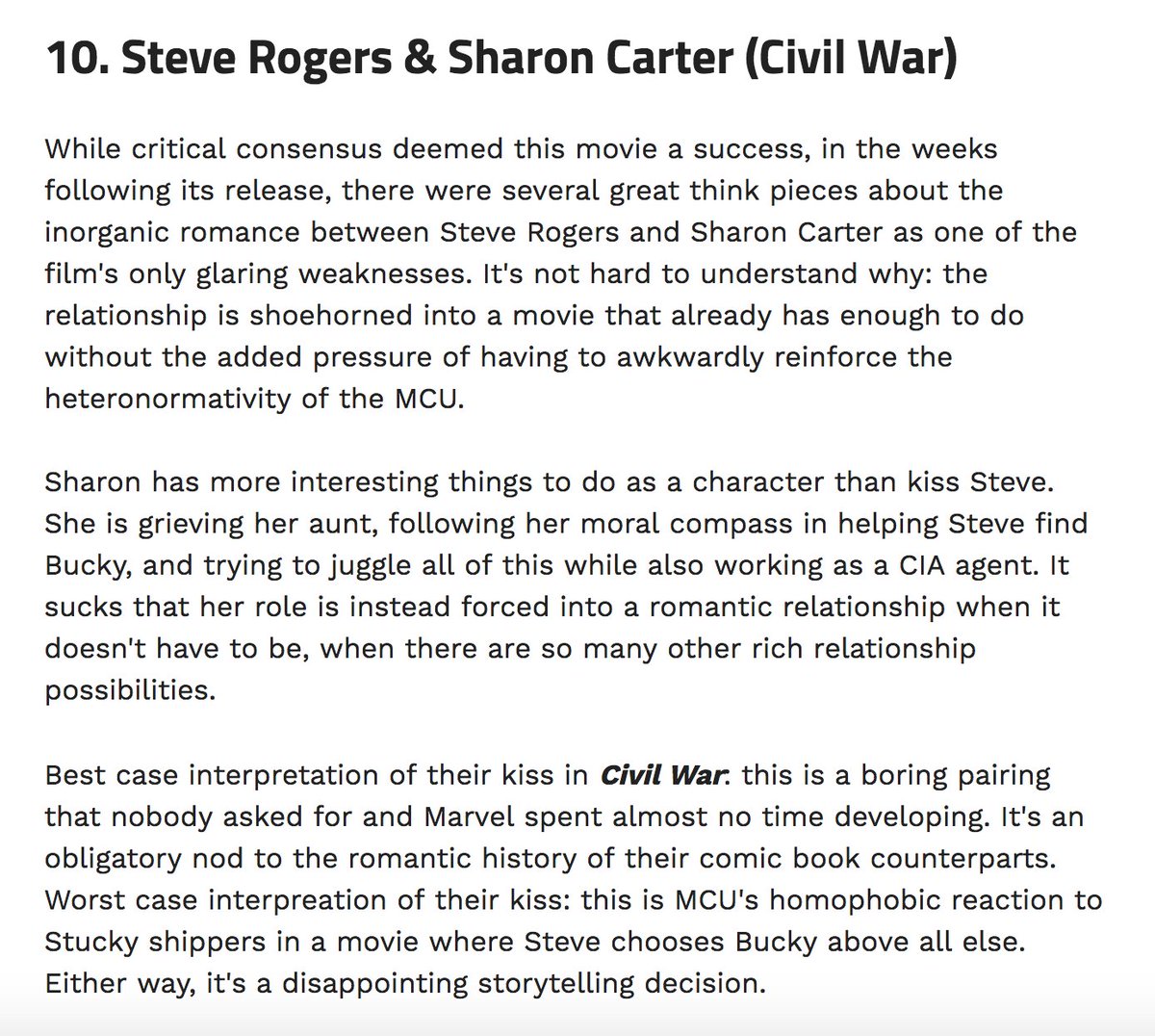  Stevesharon in the MCU is underdeveloped & borderline a disservice to all characters involved. That’s true WHETHER OR NOT you ship Stevebucky, & something even mainstream media has covered extensively.