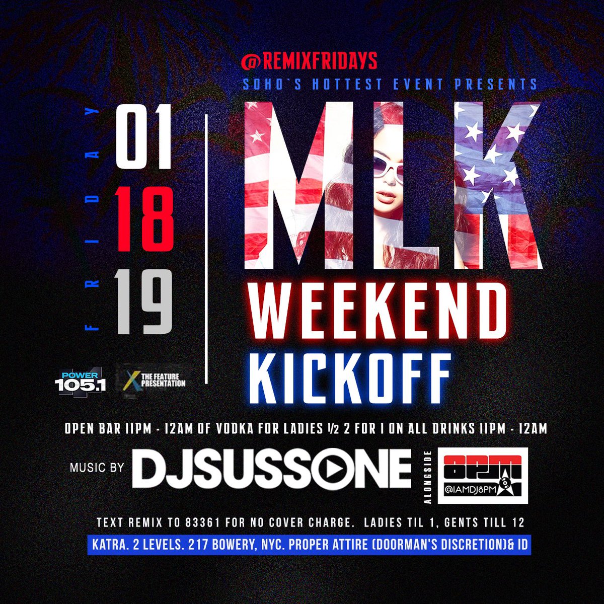 Katralounge's tweet photo. #RemixFridays #MLKWeekendKickoff  @Katralounge  with @DJSUSSONE    @RemixFridaysNYC @pquilter1972 @NiteTables @Clubfix @AllInNYC @AnthonyPSmooth @MaCofBFEnt @acpassapp @eddyshades @RichGodd @Archerave1 @Katralounge https://t.co/eyKDsZUBBF