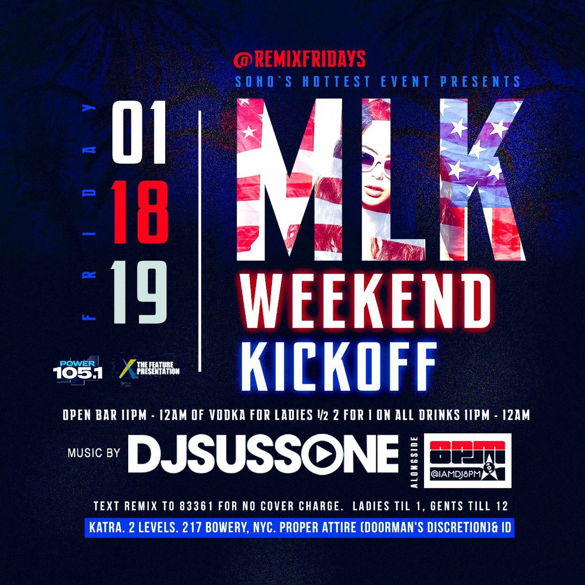 Katralounge's tweet photo. #RemixFridays #MLKWeekendKickoff  @Katralounge  with @DJSUSSONE    @RemixFridaysNYC @pquilter1972 @NiteTables @Clubfix @AllInNYC @AnthonyPSmooth @MaCofBFEnt @acpassapp @eddyshades @RichGodd @Archerave1 @Katralounge https://t.co/gjdgnx5nbS