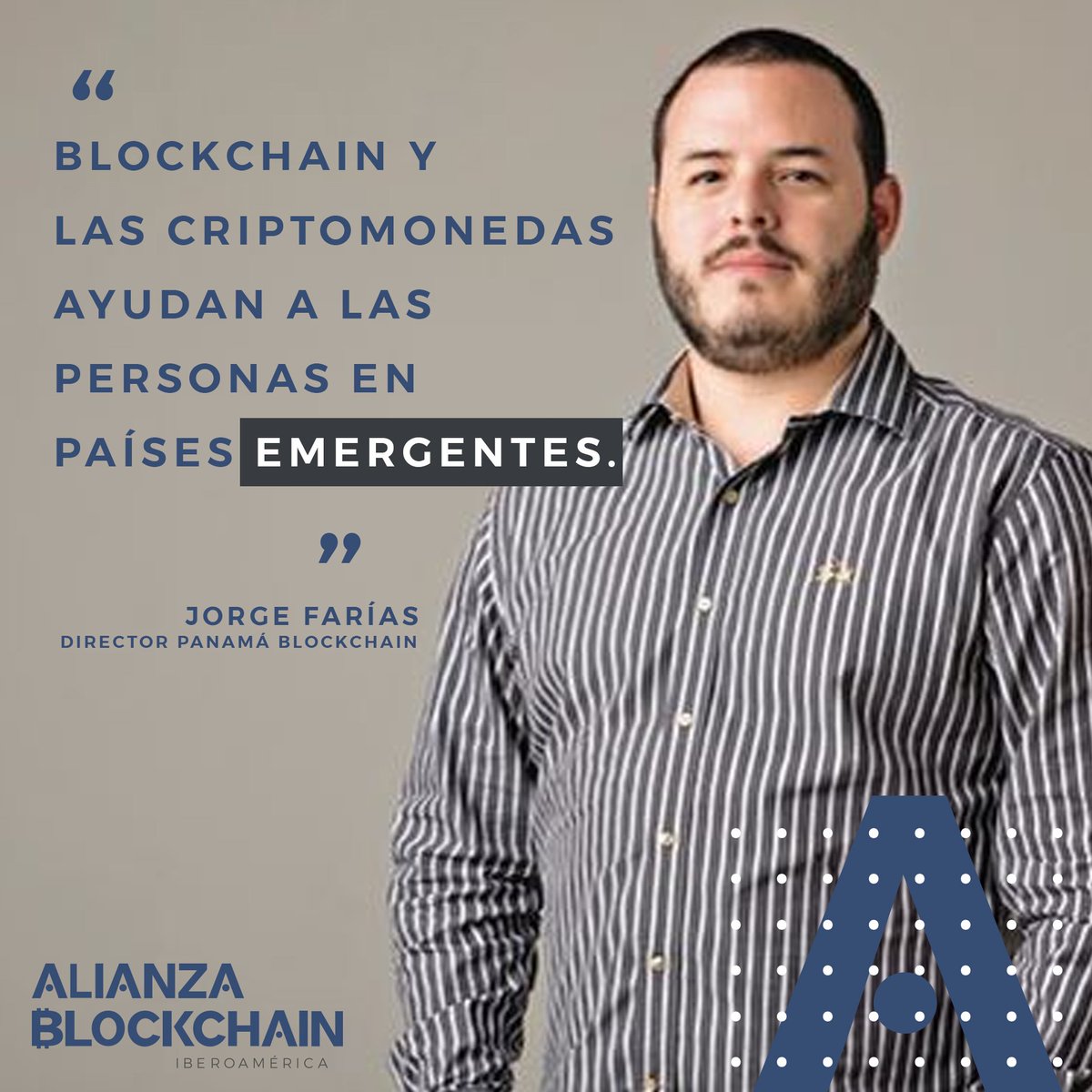 Cita de <a href="/jorgeluisfarias/">Jorge Luis Farias</a> al referirse las soluciones que ofrecen la #blockchaintechnology y las #criptomonedas "Blockchain y las criptomonedas ayudan a las personas en países emergentes" alianzablockchain.org