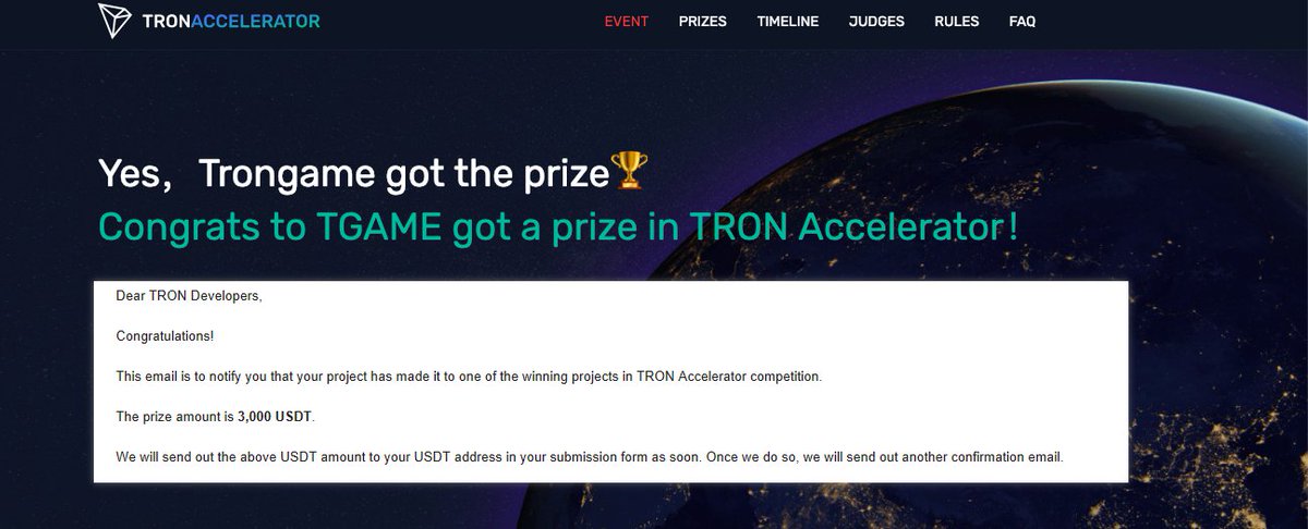 TRONGAME8's tweet photo. Trongame has been chosen to be one of the Tron Accelerator winners.
Thank you for your support. and there is Mining Competition，Divide 5,000 TRX per day, see more details below👇👇👇
https://t.co/JWcbvgaEBO
 #TRON #TRON_Accelerator https://t.co/hUTjKJo3iy