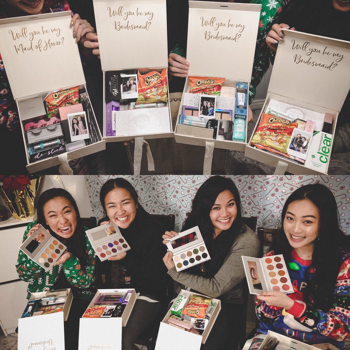 annievtrann's tweet photo. Proposed to all my bridesmaids!!! 💍👯‍♀️👯‍♀️ I had to add in @Jaclynhill @MorpheBrushes the Vault collection! Each of my girls got a palette that best represented them 😂🙌🏻 

Let the wedding planning begin! https://t.co/vtTyNQIW8Z