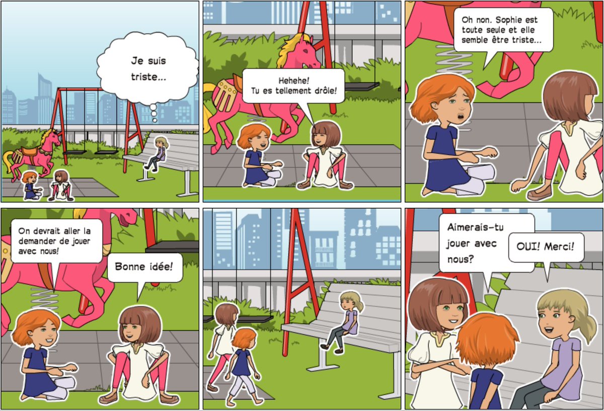 madame_bailey's tweet photo. Je m'amuse beaucoup avec @Pixton; quel outil! Imagine les histoires sociales qu'on pourra créer pour appuyer l'enseignement explicite d'un concept savoir-vivre! De plus, les élèves adoreront lire un livre dans lequel ils sont les vedettes! #PED476019 https://t.co/VawEDq2LhT