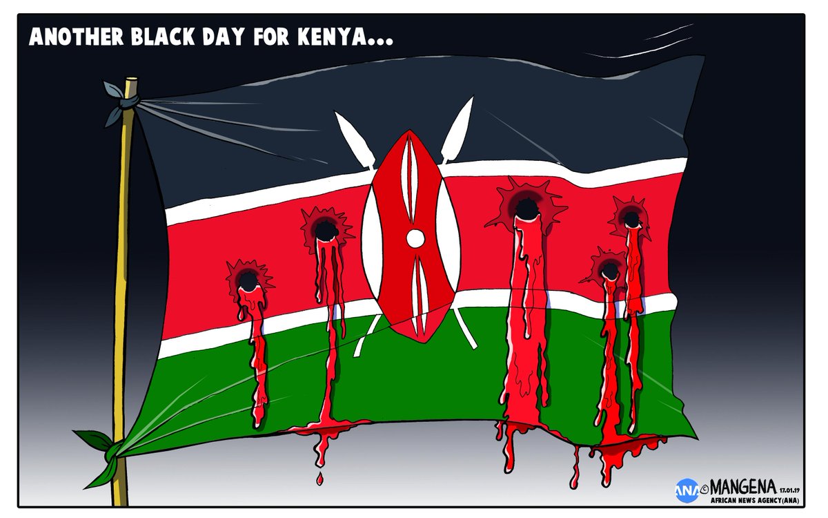 IOL's tweet photo. Today's cartoon by @Mangenatoons. #Kenya #KenyaAttack #KenyaAttacks #Nairobi #NairobiAttack #nairobishooting #PrayForKenya #PrayForNairobi #ATTACK #Violence #shooting #AlShabaab #AlShabab #DusitD2hotel #Hotel #Terror #terrorattack #terrorist https://t.co/zWBpvD7jaS