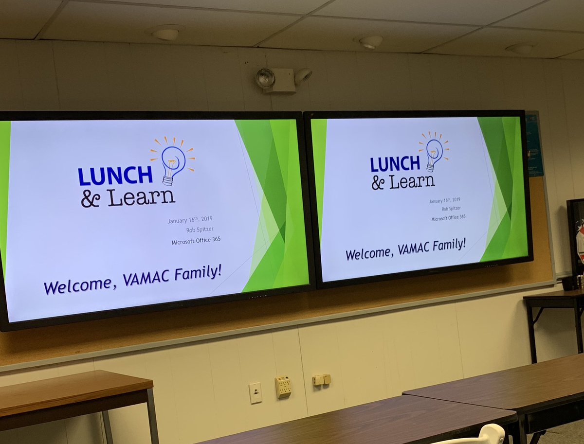 _jqbrown's tweet image. Another great Office 365 Lunch and Learn session here at VAMAC today! Glad to have Rob Spitzer here again from SyCom Technologies for our second session. Looking forward to utilizing these great tools that Microsoft Office 365 has to offer! #TechnologyChange #Office365 #Microsoft