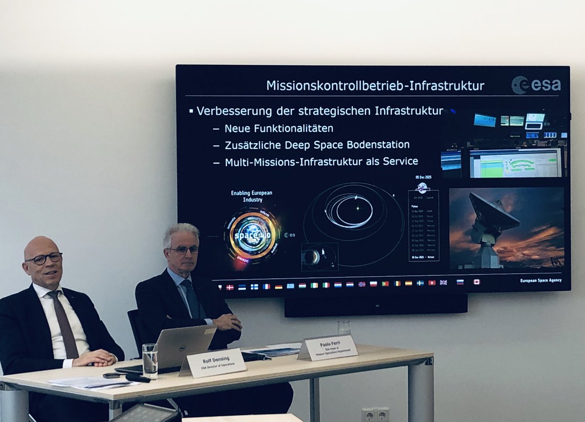 DA_Digitalstadt's tweet photo. 🚀 Wir sind gerade bei unseren Kollegen von @ESA_de. Spannende Einblicke in #SpaceOperation-Arbeit für 2019: #Space Safety Program, Merkur-Forschung mit BepiColombo, #Asteroiden-/Kometen-Beobachtung, Weltraumwetteranalyse, Verbreitung von Weltraummüll uvm. 🛰🌍 https://t.co/Hor0ZbBUuM