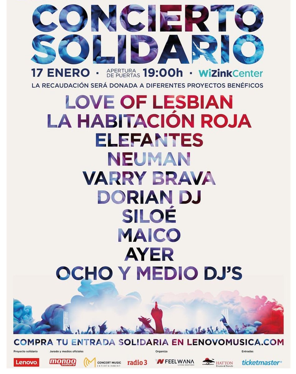 Nuestros coleguis de <a href="/somosayer/">AYER</a> van a reventarlo esta noche en @WiZinkCenter junto a gran cantidad de bandas de admiramos 🔥🔥

 ¡No os perdáis su show! 

#ConciertoSolidario #Madrid #DeLoBuenoLoMejor