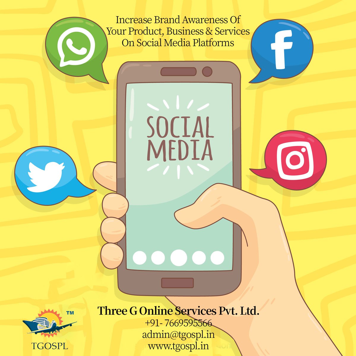 three_services's tweet image. Increase Brand Awareness On Social Media Platforms With Us.
Contact us: (+91)-766-9595-566 
Visit us: tgospl.in
#webdesign
#webdevelopment
#appdevelopment
#digitalmarketing
#seo
#socialmediamarketing
#branding
#onlinereputationmanagement
#contentwriting