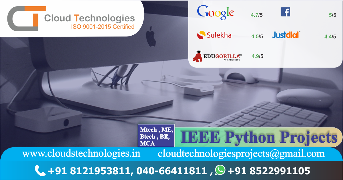 cloudtechpro's tweet photo. https://t.co/XfheNjfqo4
We at #CloudTechnologies provides complete details about projects related to #ArtificialIntelligence, #MachineLearning ,#AWS, #IEEE2018, #Python, #Java, #DotNet, #Android, #PHP, #MTech, #BTech, #IOT 
Mobile:-+91 8121953811, https://t.co/Is0tkh1Cid