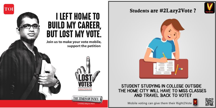 Plagiarism by <a href="/timesofindia/">The Times Of India</a> ?  #LostVotes campaign of TOI group is too similar to #2Lazy2Vote campaign of <a href="/right2vote_in/">Right2Vote</a> 
Check the pictures