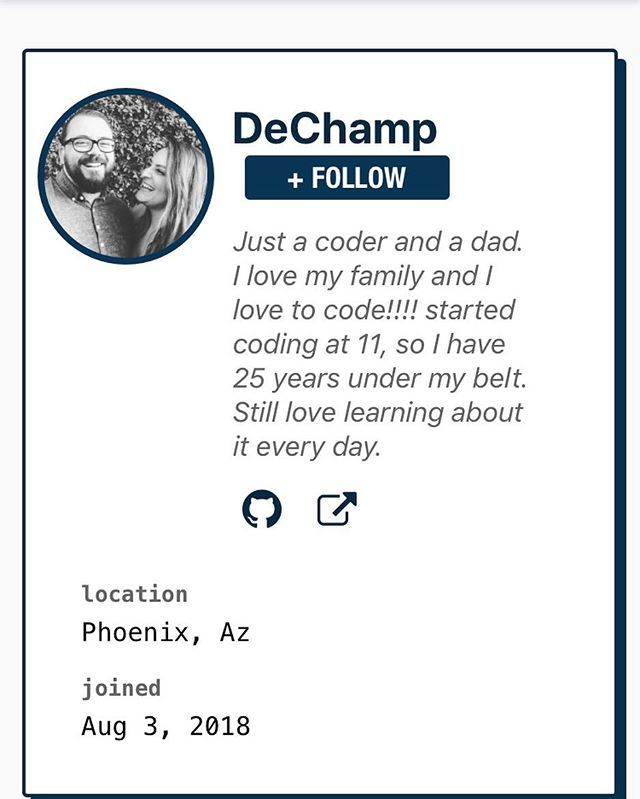 codeFiendio's tweet image. Follow me in dev.to. User is DeChamp. #devto #codefiend #coder #programming #software #dad #developer bit.ly/2VWgWtn