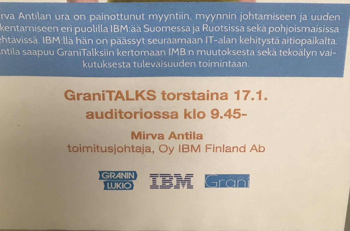 Nyt on päivällä hieno alku - ilo saada puhua lukiolaisille #GraniTalks @granilukio