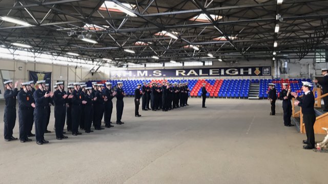 HMS_Raleigh's tweet photo. #CORNWELL25s
More Ganges points were up for grabs and the honour of Lead Guard on their Pass-out. Really close completion between both classes, but the winners of the Howe Trophy and Lead Guard was Port Class. #C2DRIL #marching https://t.co/lsHBxt4C0o