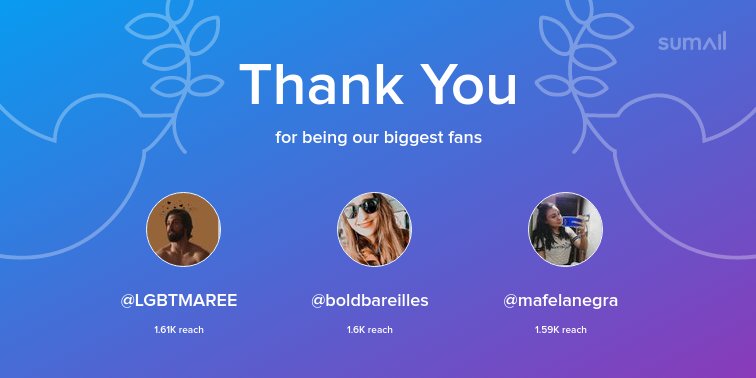 MrsButtermaker's tweet photo. Our biggest fans this week: @LGBTMAREE, @boldbareilles, @mafelanegra. Thank you! via https://t.co/pelXrqn8v4 https://t.co/da3WbxJglO