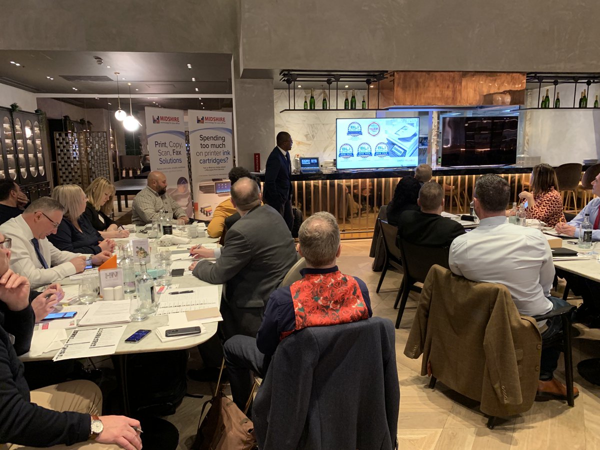 At a packed #bnisunrise , member Mark Mardenborough of @midshire Outlining why you should be calling them for all your copier needs. #bni