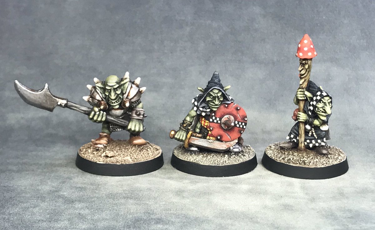 witchheimer's tweet photo. Once upon a time there was an old Goblin mother with three little #goblins, and as she had not enough to keep them, she sent them out to seek their fortune..
#knightmareminiatures #heartbreakminiatures
#dungeon #warband #painting #dnd #rpg #oldhammer #paintingminiatures https://t.co/WzmTc5x6RD