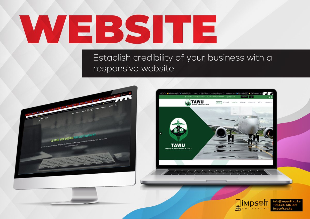 Imp_Soft's tweet photo. If you have a business and don’t have a website, you are losing out on great opportunities for your business.

GET A WEBSITE NOW FROM KSH 25,000!

info@impsoft.co.ke
+254 732 393 790

#impsoft #webdesign #wordpress #JudiciaryAidingTerrorism
#ThursdayThoughts
#WeHaveOvercome https://t.co/AR63JO5TIx