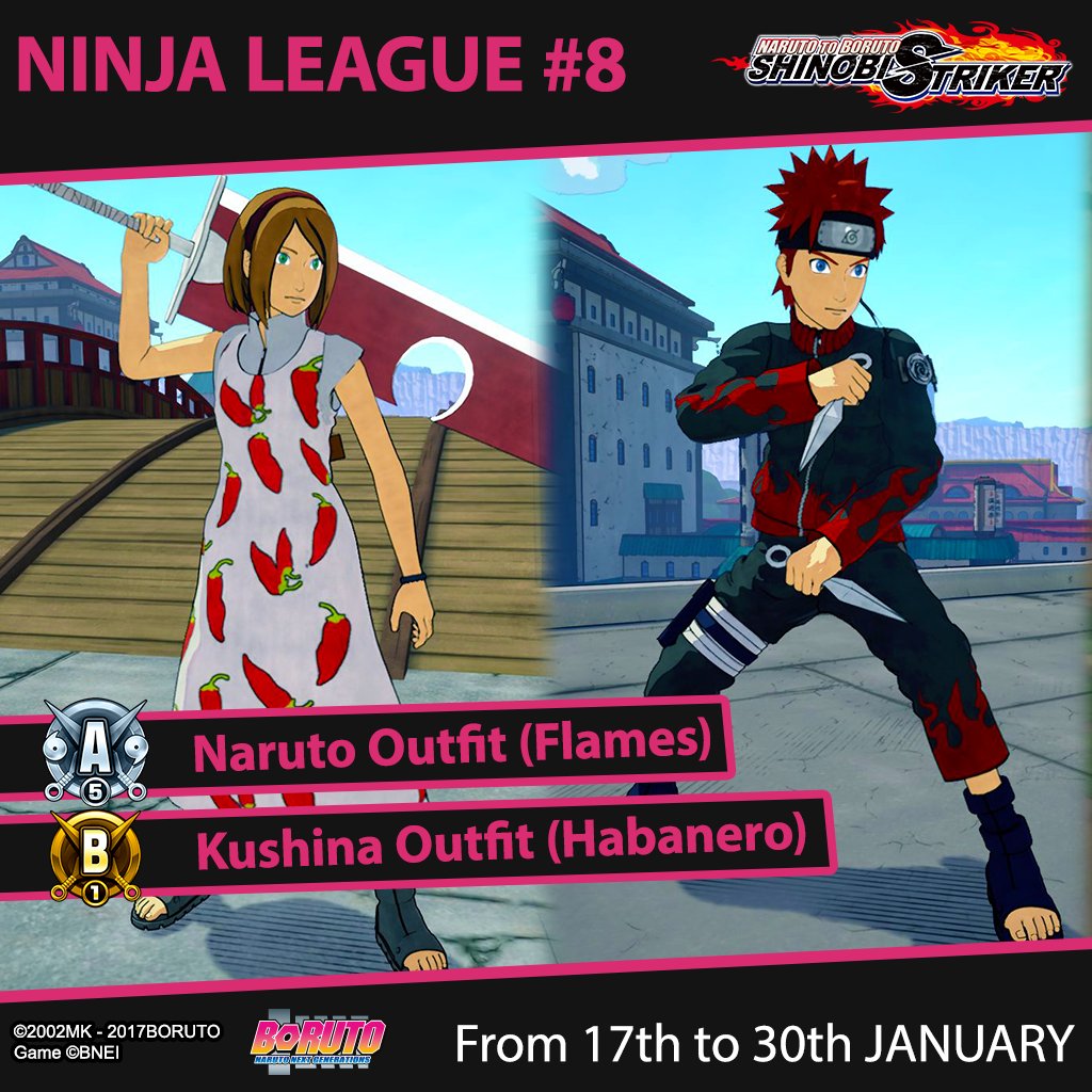 Naruto Video Games Ar Twitter From Today Until 30th January Try To Gain The New Alternative Versions Of Sakura And Naruto Outfits During The Ninja League 8 In Naruto To Boruto Shinobistriker