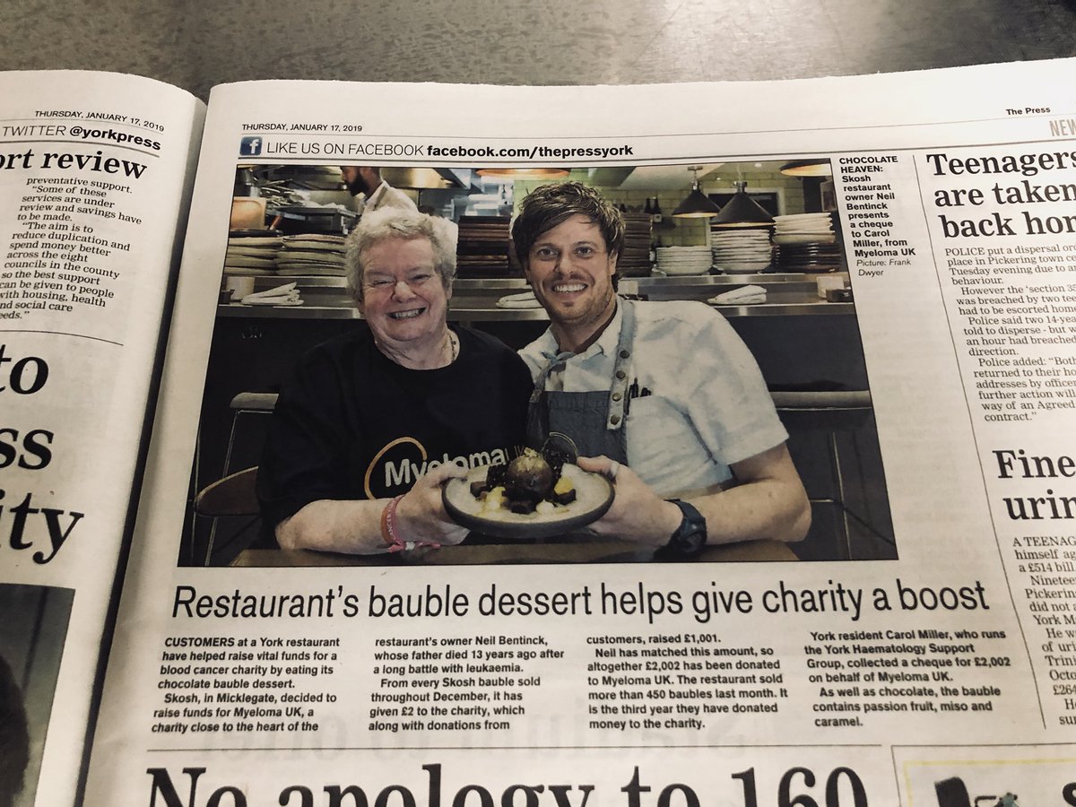 Great mention in <a href="/yorkpress/">The Press</a> this morning for <a href="/NeilBentinck/">Neil Bentinck</a> and our charity bauble sales. All proceeds to <a href="/MyelomaUK/">Myeloma UK</a> ... thank you to everyone who contributed ☺️🙏👍