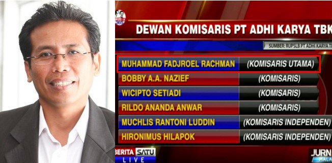 Saat terpilih Jokowi juga berjanji tidak akan bagi-bagi kursi. Nyatanya <a href="/fadjroeL/">Dr. M. Fadjroel Rachman</a> ditunjuk sebagai komisaris utama salah satu badan usaha milik negara, PT Adhi Karya. #AwasDibohongiLagi
