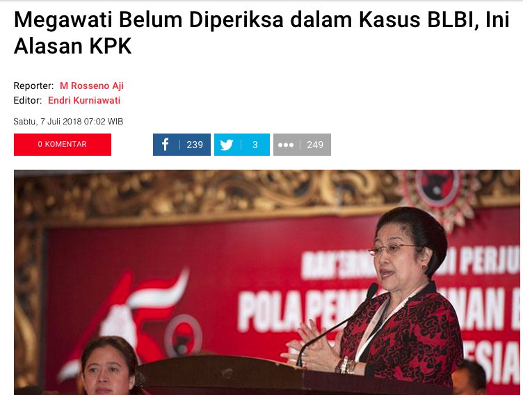Jokowi pernah berjanji akan menyelesaikan kasus BLBI jika dirinya menjadi Presiden. Namun sampai detik ini sepertinya kasus tersebut mendapat intervensi dalam prosesnya. #AwasDibohongiLagi