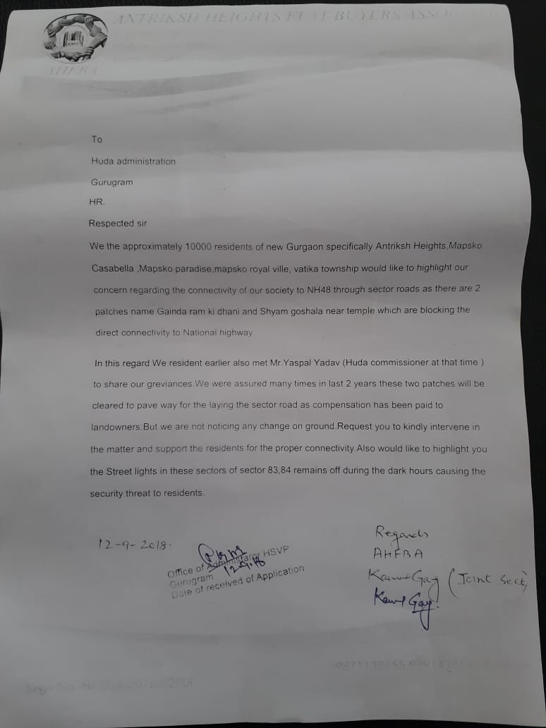 AntrikshHeights's tweet photo. @ramanmalik @cmohry @mlkhattar  @DC_Gurugram @MirrorNow Vatika builder harasing residents by not making 24mtr road due 2 this 2k residents r living  island like life at sec 84 Antriksh gurgaon.Dont bother about authorities  they asured complete immediately https://t.co/vFuWePReHT