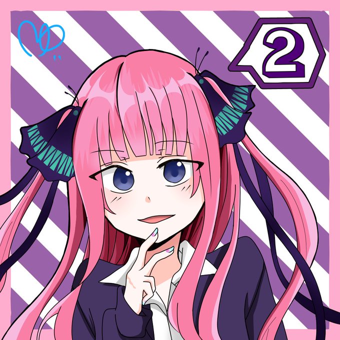 ゆいさんがTwitterに投稿した中野二乃(五等分の花嫁)のイラスト。