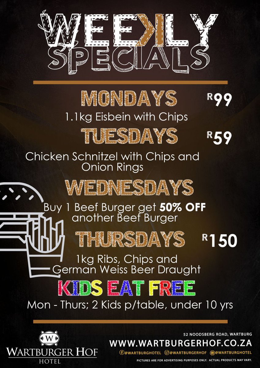 WartburgerHof's tweet photo. Farmer's Bar Weekly Specials, come hungry and don't be hangry!
-
-
-
#WeeklySpecials #ForTheHungry #DontBeHangry #FarmersBar #WartburgerHof https://t.co/pbVcSHLBbp