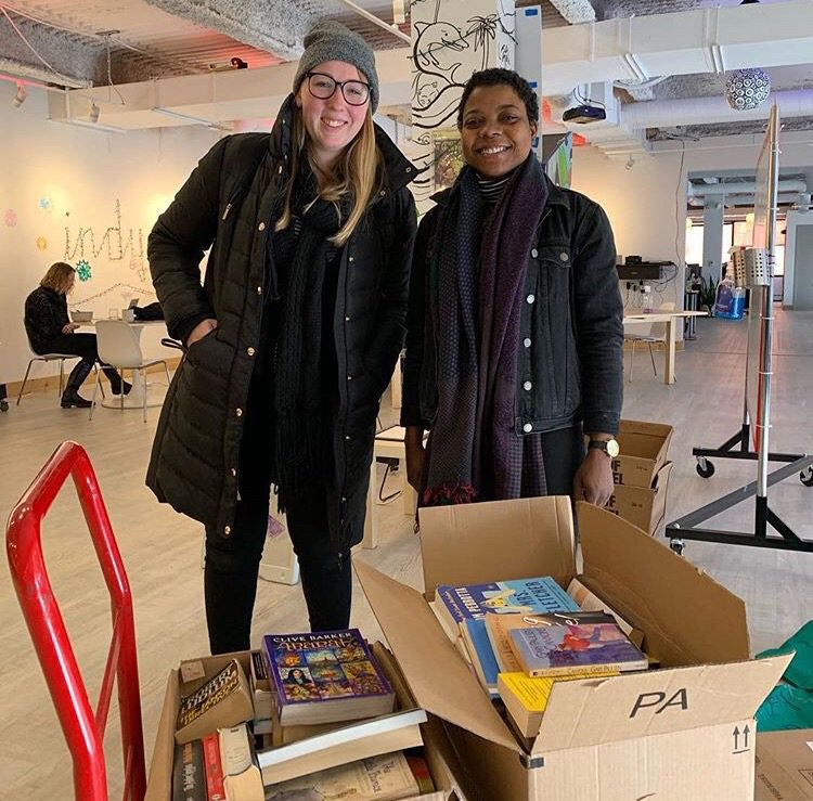 YouthBuildPHL's tweet photo. Our friends at @indyhall are helping us help others! They shared their third annual #WomensPrisonBookProject donation with us to pack up and ship books to women's prisons. #ybphilly students spent the day yesterday getting the job done the #YBWay. Thanks @indyhall! #YBWave https://t.co/0nBceMeXQf