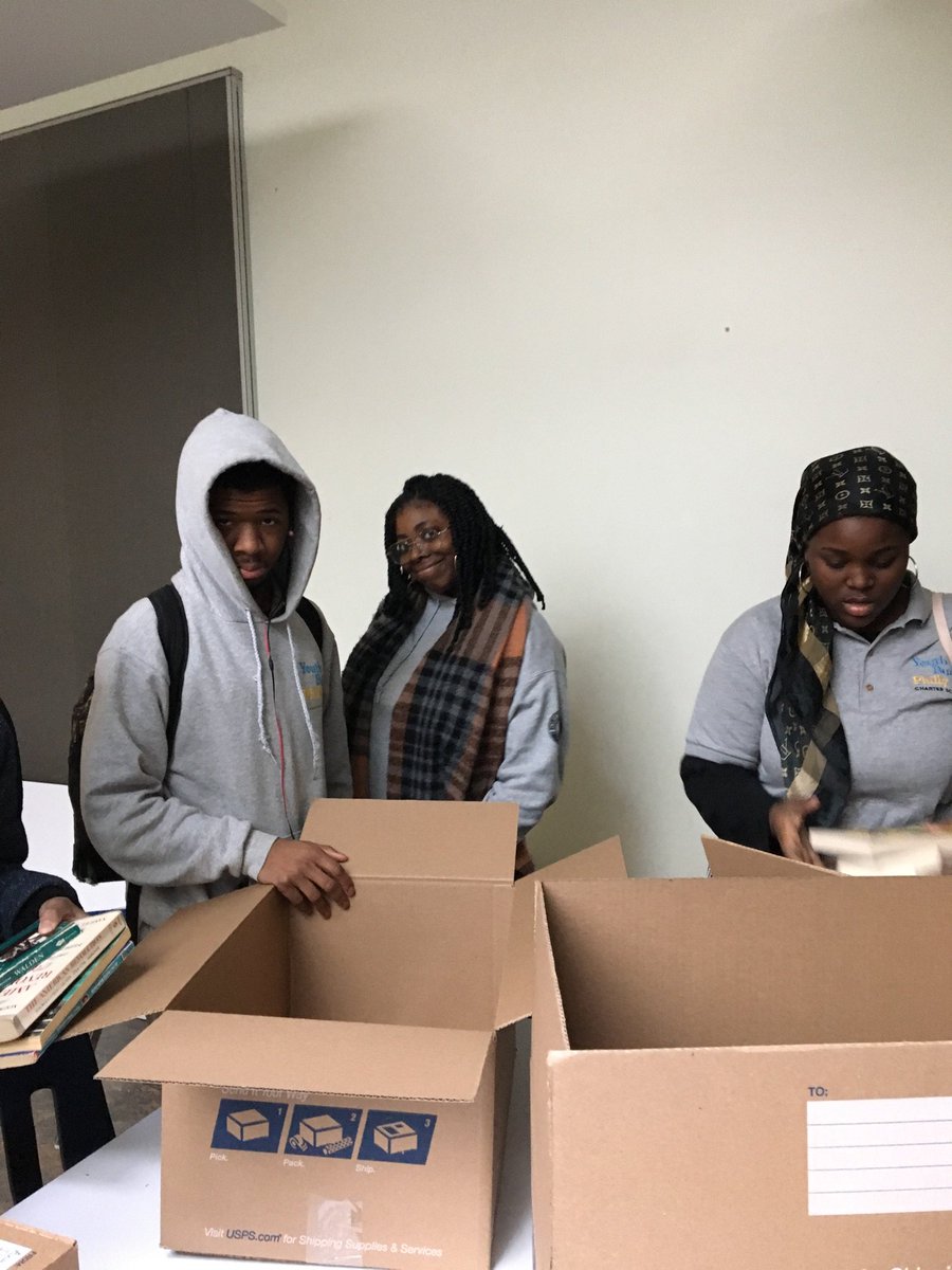 YouthBuildPHL's tweet photo. Our friends at @indyhall are helping us help others! They shared their third annual #WomensPrisonBookProject donation with us to pack up and ship books to women's prisons. #ybphilly students spent the day yesterday getting the job done the #YBWay. Thanks @indyhall! #YBWave https://t.co/0nBceMeXQf